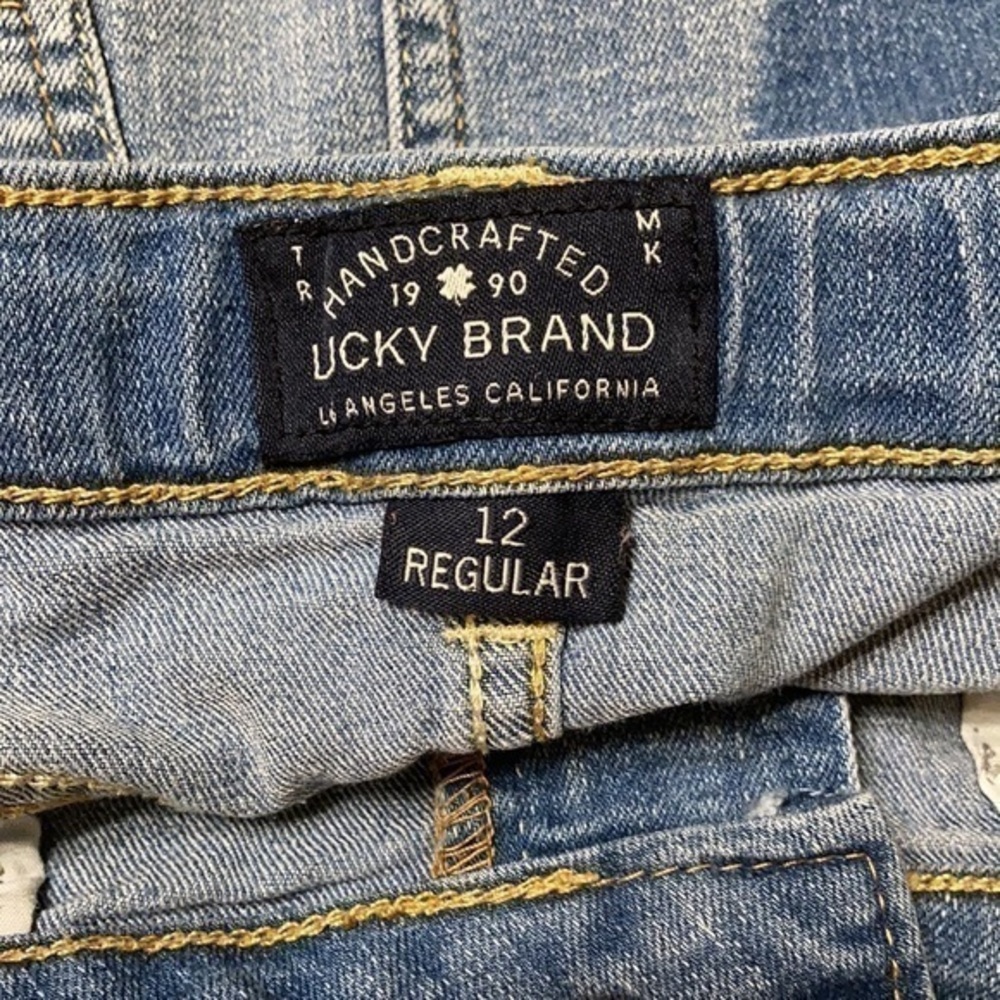 Lucky Brand raw edge blue Jean skirt Sz 12R - Picture 6 of 6